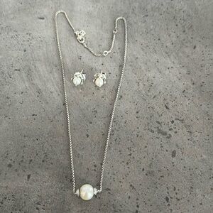 David Yurman - Pearl and Pave Diamond Necklace & Earrings Set